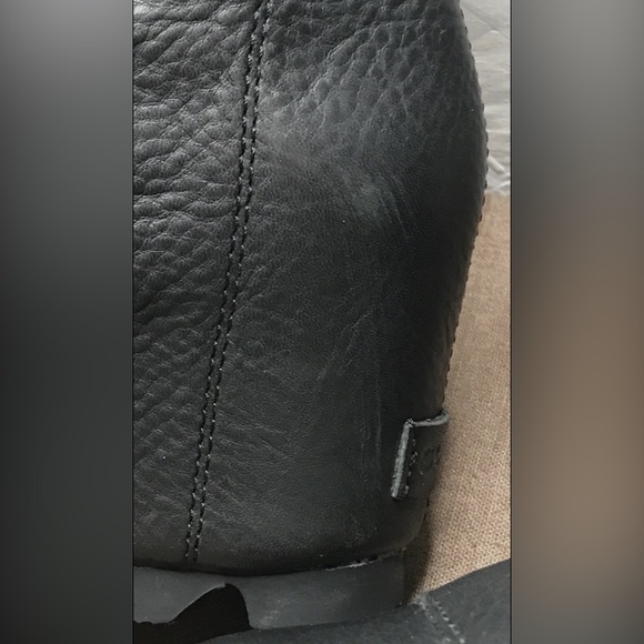 EUC Sorel Joan of Arctic Wedge Mid Shearling Womens Boots Black Leather Size 7.5 - Picture 5 of 16